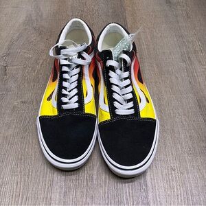 Vans Black and Yellow Flame Sneakers